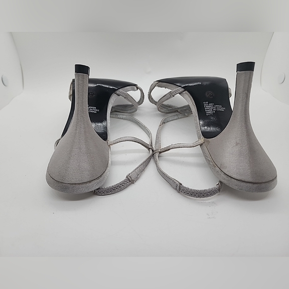 Jacqueline Ferrar Silver High Heel Shoes  Rhinestones Open Toe Size 6.5 M. New - Picture 4 of 12